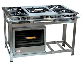 Fogão Industrial 5 Bocas 30x40 P7 em Aço Inox com Forno