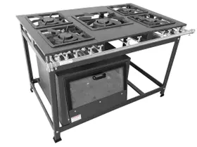 Fogão Industrial 5 Bocas Duplas 30x40 P7 com Forno Leona
