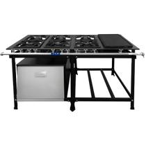 Fogão Industrial 6 Bocas 30x30 Baixa Pressão P7 com Forno e Chapa JCN Fogão Industrial 6 Bocas 30x30 Baixa Pressão P7 com Forno e Chapa JCN