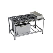 Fogão Industrial 6 bocas 30x30 Banho Maria e Forno Luxo Aço Inox 304 Metalmaq