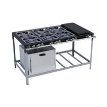 Fogão Industrial 6 Bocas 30X30 com Chapa e Forno S2000 Metalmaq