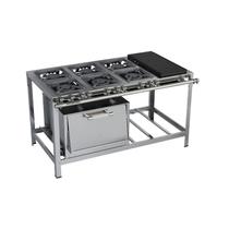 Fogão Industrial 6 Bocas 30X30 com Forno e Chapa Luxo Aço Inox Metalmaq