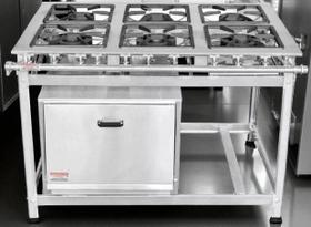 Fogão Industrial 6 Bocas 30x30 em Aço Inox com Forno Leona
