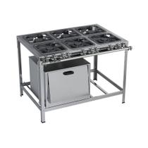 Fogão Industrial 6 Bocas 30x30 Inox Forno P5 Top Metalmaq Fogão Industrial 6 Bocas 30x30 Inox Forno P5 Top Metalmaq