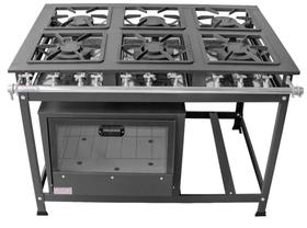 Fogão Industrial 6 Bocas 30x30 P5 com Forno Leona