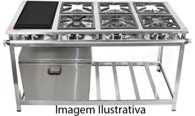 Fogão Industrial 6 Bocas 30x30 P5 em Aço Inox Chapa e Forno