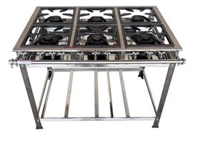 Fogão Industrial 6 Bocas 30x30 P5 em Aço Inox Leona