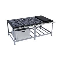 Fogão Industrial 6 Bocas 40X40 com Chapa e Forno Luxo Metalmaq