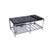 Fogão Industrial 6 Bocas 40X40 com Chapa e Forno Luxo Metalmaq