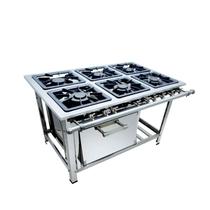 Fogão Industrial 6 Bocas 40x40 com Forno Aço Inox Metalmaq