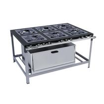 Fogão Industrial 6 Bocas 40X40 com Super Forno Metalmaq