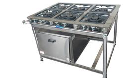 Fogão Industrial 6 Bocas 40x40 QD 170 QS 130 Baixa Pressão Perfil 8 em Aço Inox Forno 92 Lts