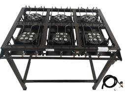 Fogão Industrial 6 Bocas Alta Pressão c/ mangueira e registro + Kit Opcional