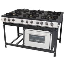 Fogão Industrial 6 Bocas Baixa Pressão Venâncio Linha Bravo Esmaltado Com Forno Cinza BR6BF - METALURGICA VENANCIO LTDA