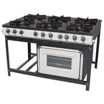 Fogão Industrial 6 Bocas Baixa Pressão Venâncio Linha Bravo Esmaltado Com Forno Cinza BR6BF Fogão Industrial 6 Bocas Baixa Pressão Venâncio Linha Bravo Esmaltado Com Forno Cinza BR6BF