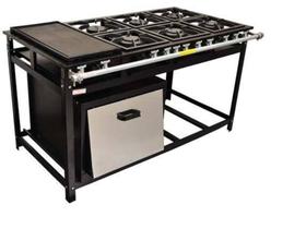 Fogão Industrial 6 Bocas com Chapa QS/QD P7 com Forno Leona