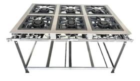 Fogão Industrial 6 Bocas Duplas 30x30 P5 em Aço Inox Leona Fogão Industrial 6 Bocas Duplas 30x30 P5 em Aço Inox Leona