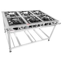 Fogão Industrial 6 Bocas Inox Luxo Alta Pressão MR Fogões 40x40 P8