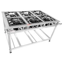 Fogão Industrial 6 Bocas Inox Luxo Baixa Pressão MR Fogões 40x40 P8 Fogão Industrial 6 Bocas Inox Luxo Baixa Pressão MR Fogões 40x40 P8