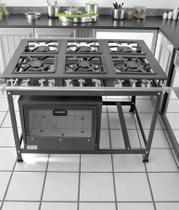 Fogão Industrial 6 Bocas QS/QD 40X40 P8 com Forno Leona Fogão Industrial 6 Bocas QS/QD 40X40 P8 com Forno Leona