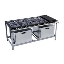 Fogão Industrial 8 bocas 30X30 com Chapa e 2 Fornos Luxo Metalmaq