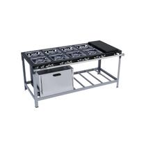 Fogão Industrial 8 Bocas 30X30 com Chapa e Forno Luxo Metalmaq