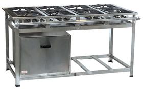 Fogão Industrial 8 Bocas 30x30 P5 Aço Inox Forno 87 Litros