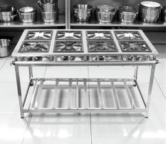 Fogão Industrial 8 Bocas 30x30 P7 em Aço Inox Leona