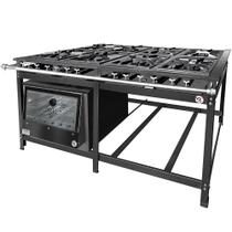Fogão Industrial 8 Bocas 4 Duplas Baixa Pressão MR Fogões com Forno P8 Luxo