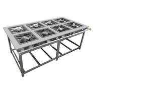 Fogão Industrial 8 Bocas 40x40 AP P8 em Aço Inox Leona