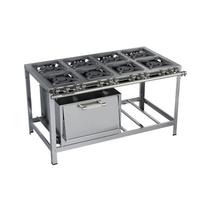 Fogão Industrial 8 bocas 40X40 com Forno Luxo Aço Inox 304 Metalmaq