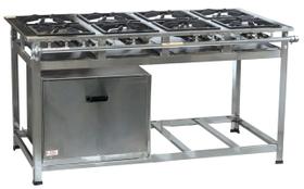 Fogão Industrial 8 Bocas 40x40 QD 170 QS 130 Baixa Pressão Perfil 8 em Aço Inox Forno 92 Lts