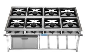 Fogão Industrial 8 Bocas Ap P8 em Aço Inox com Forno Leona