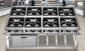 Fogão Industrial 8 Bocas Ap P8 em Aço Inox com Forno Leona Fogão Industrial 8 Bocas Ap P8 em Aço Inox com Forno Leona