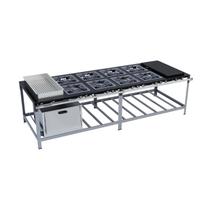 Fogão Industrial 8 Bocas Duplas 40X40 com Chapa, Banho Maria e Forno Luxo Metalmaq