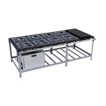 Fogão Industrial 8 bocas Duplas 40X40 com Chapa e Forno Luxo Centro de Cozinha Metalmaq