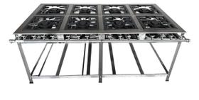 Fogão Industrial 8 Bocas Duplas 40x40 P8 em Aço Inox Leona Fogão Industrial 8 Bocas Duplas 40x40 P8 em Aço Inox Leona