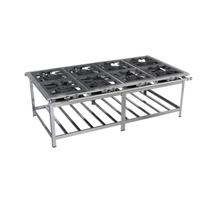 Fogão Industrial 8 Bocas Duplas 50x50 Central Aço Inox Metalmaq