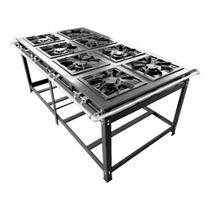 Fogão Industrial 8 Bocas Duplas de Centro Luxo Baixa Pressão MR Fogões 40x40 P8 Fogão Industrial 8 Bocas Duplas de Centro Luxo Baixa Pressão MR Fogões 40x40 P8