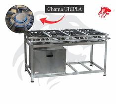 Fogão Industrial 8 Bocas P8 em Aço Inox com Forno Leona