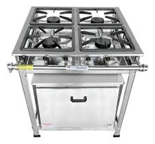Fogão Industrial a Gás Alta Pressão 4 Bocas 30x30cm P5 com Forno Grande 92 Litros Inox Light 410415 MR.Fogões
