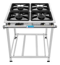 Fogão Industrial a Gás Alta Pressão Linha Luxo 4 Bocas 40x40cm P8 Inox Light 410201 MR.Fogões