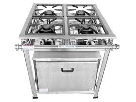 Fogão Industrial a Gás Baixa Pressão 4 Bocas 30x30 P5 com Forno de 92 Litros 400415 MR.Fogões