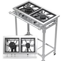 Fogão Industrial Aço Inox 430 Baixa Pressão 2 Bocas