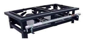 Fogão Industrial Alta Pressão 2 Bocas De Mesa Perfil 5 Aço Carbono Grelhas 30x30 de Ferro Fundido Fogão Industrial Alta Pressão 2 Bocas De Mesa Perfil 5 Aço Carbono Grelhas 30x30 de Ferro Fundido