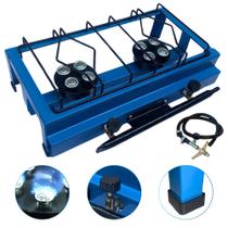 Fogão Industrial Alta Pressão 2 Bocas Lx Portátil Com Mangueira E Registro Roa Cor Azul