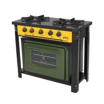 Fogão Industrial Amarelo com Forno Verde 2 Bocas Duplas Bravo BR2BF - Venâncio