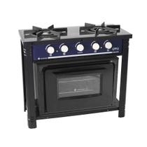 Fogão Industrial Azul a Gás com Forno Preto 2 Bocas Duplas Bravo BR2BF - Venâncio