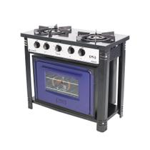 Fogão Industrial Branco com Forno Azul 2 Bocas Duplas Bravo BR2BF - Venâncio