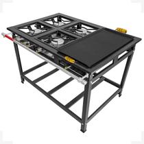 Fogão Industrial Caulim 4 Bocas Chapa Alta Pressão 30x30 Cozinha Gourmet